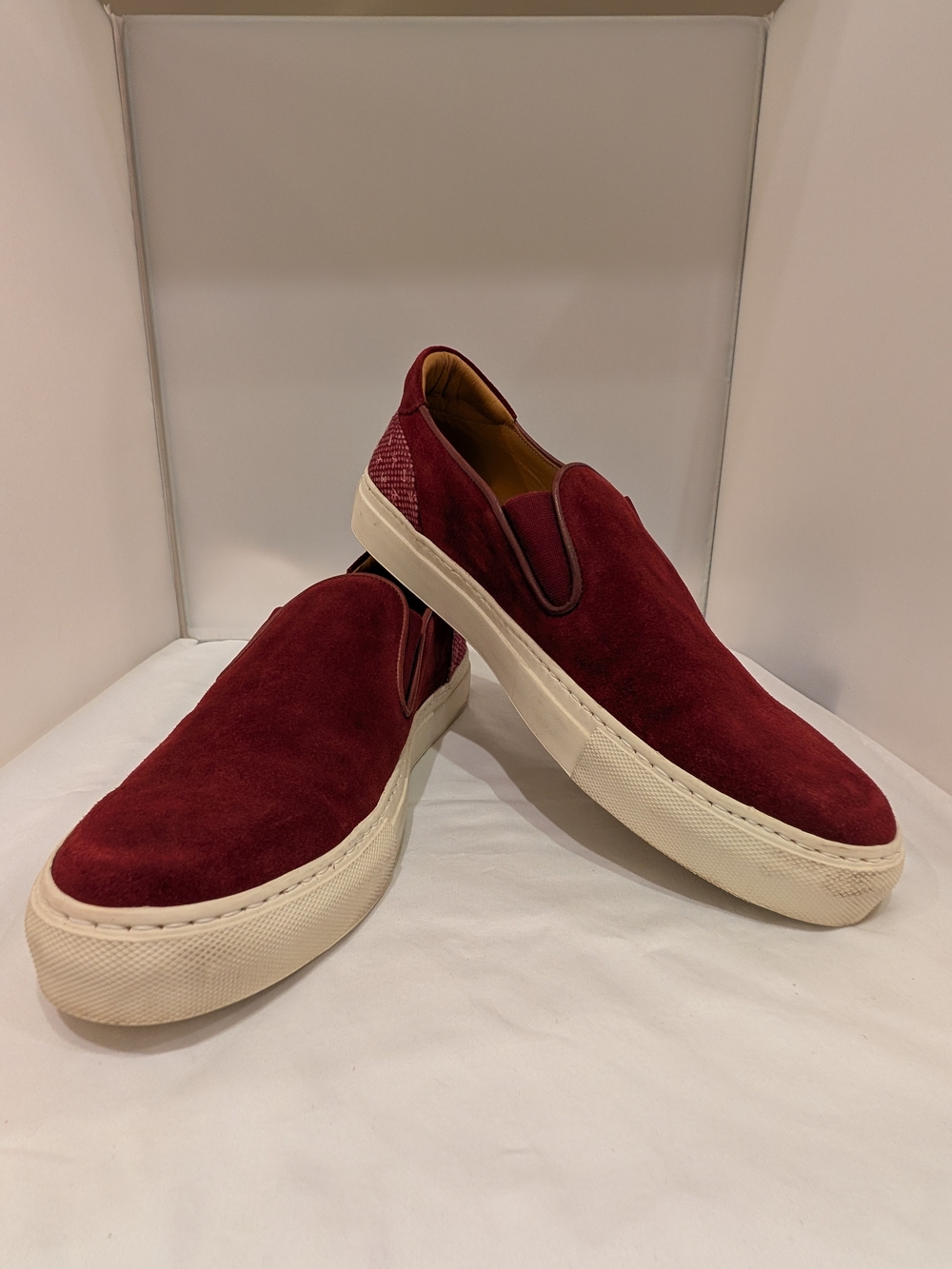 Isaia Slip-On Suede Sneakers in Burgundy